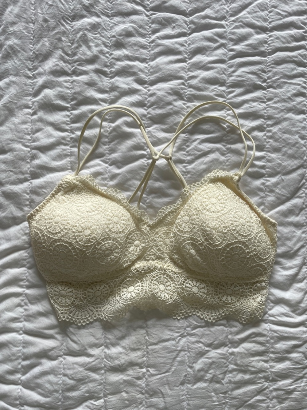Hollister Cream Lace Bralette with Crossback Straps